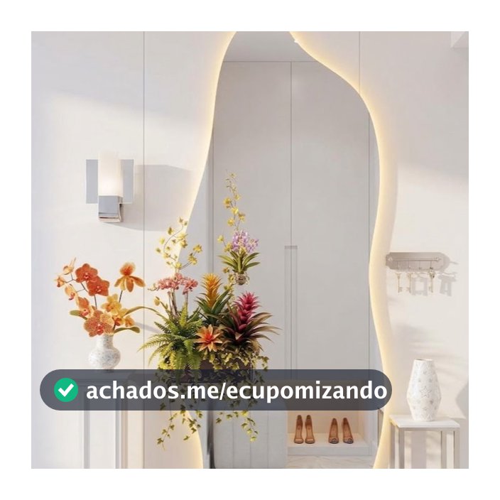 Espelho Orgânico 120X50 Lapidado Moderno Grande Forms C/ LED QUENTE  OU LED TOUCH (FORM) Decoração