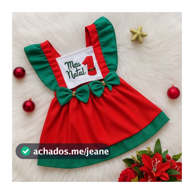 Vestido Vermelho Menina Natal Roupa de Bebê Mamãe Noel Bebê para Mesversário Natal com Gorro Paetê