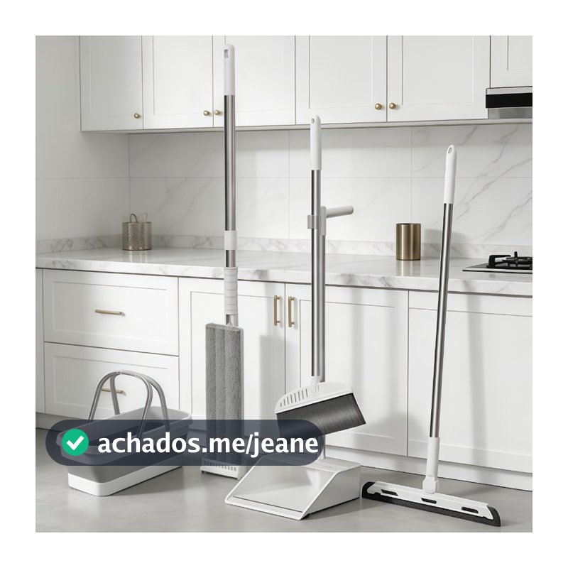 Kit Completo de 5 Peças para Limpeza Vassoura + Rodo + Pá  +balde e Rodo Conjunto de esfregão -S7