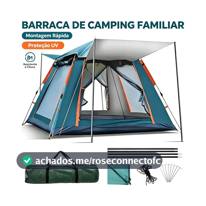 Camping Tent 4/5 People Large Balcony Barraca De Acampamento Grande Para Pessoas 215x215x145cm PortáTil 5 Praia Varanda