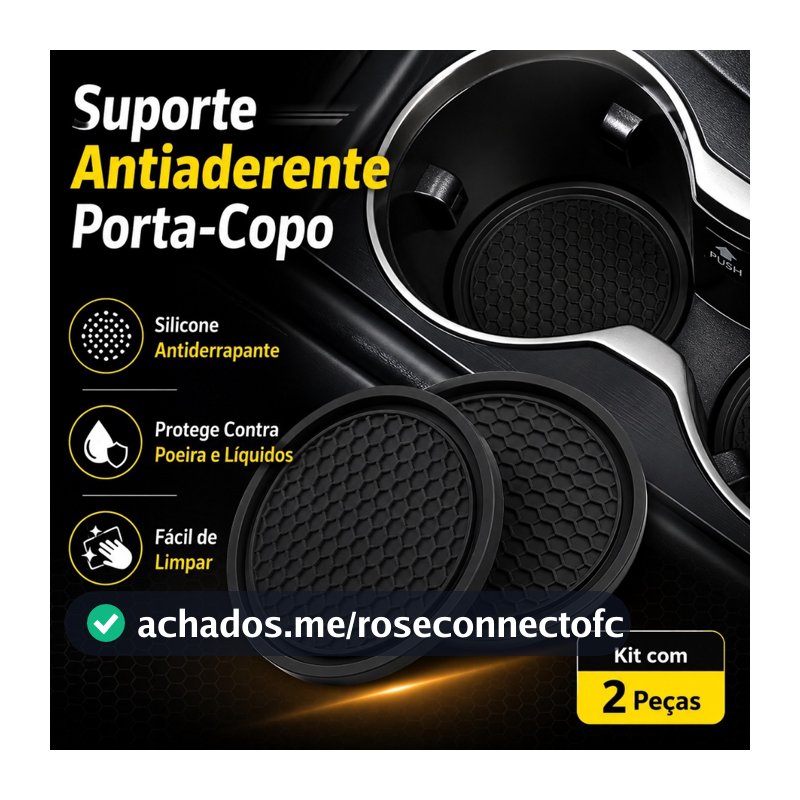 Kit de 2 Bases Para Copo Porta-Copos  De Carro De Borracha Macia