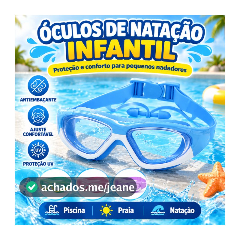 Óculos de Natação Infantil Antiembaçante Ajustável Silicone Piscina Praia Criança Menino Menina