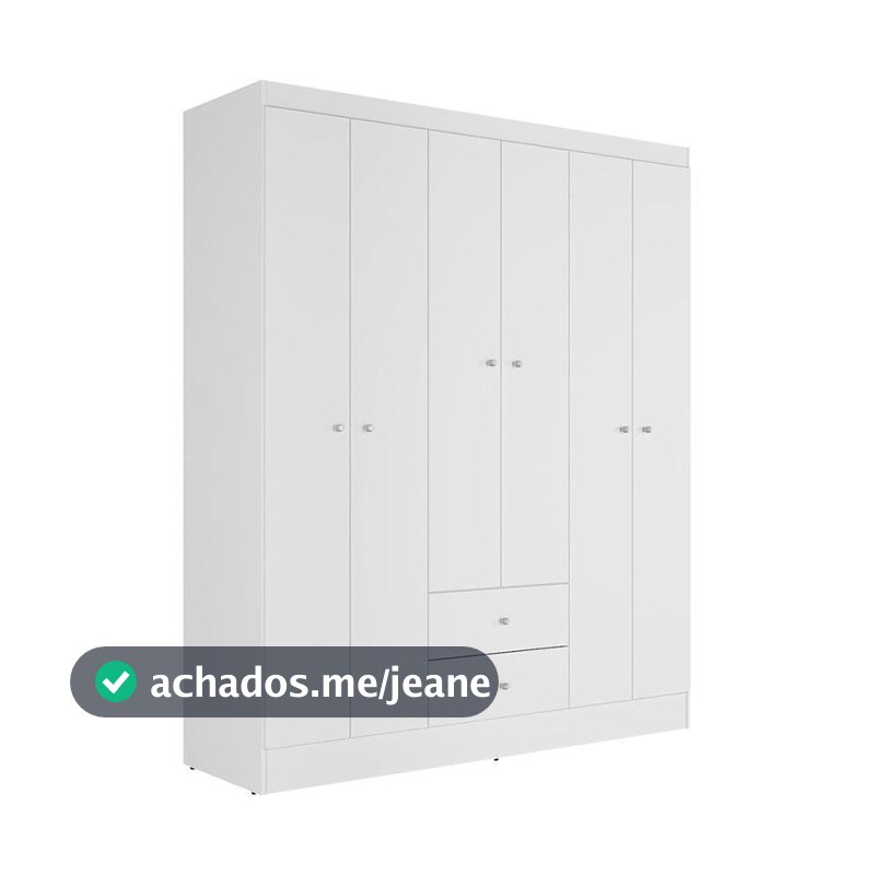 Guarda Roupa Solteiro Versa 6 Portas Branco Rosa Flex Fosco - Kits Paraná