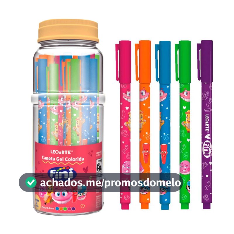 Caneta Fini Gel 0.6mm Corpo Estampado Escrita Suave e Cores Vibrantes