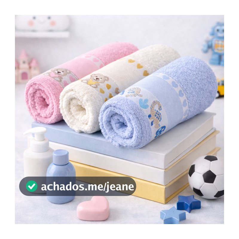 1, 2 ou 3 Toalhas de Banho Infantil Barra para Personalizar Algodão Suave Macia Leve