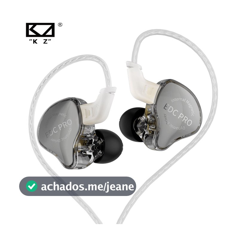 KZ EDC PRO HIFI fone de ouvido in-ear com fio, drivers dinâmicos grandes, monitor de fone de ouvido com cabo de