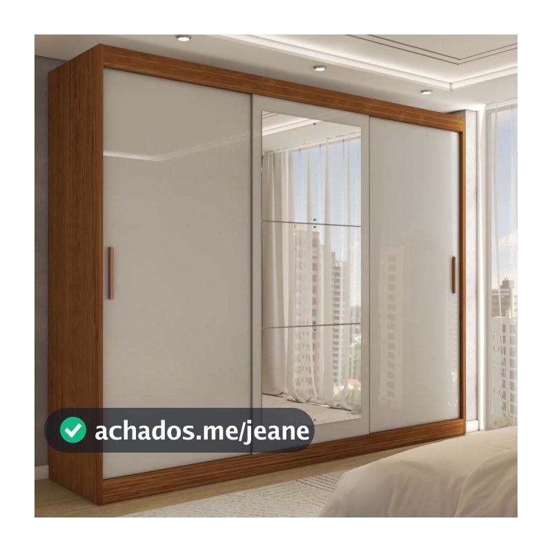 Guarda-Roupa Casal Harvard 3 Portas 2 Gavetas com Espelho 100% Mdf - Panorama Móveis