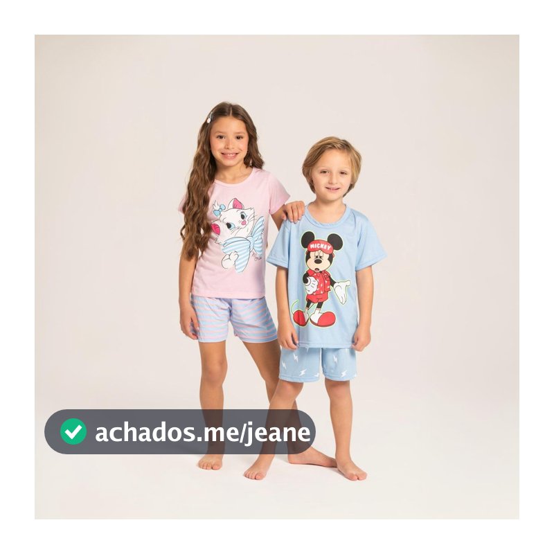 Kit 6 Peças Pijama Brilha no Escuro Personagens Menino e Menina Infantil Mickey Stitch Aranha Minnie