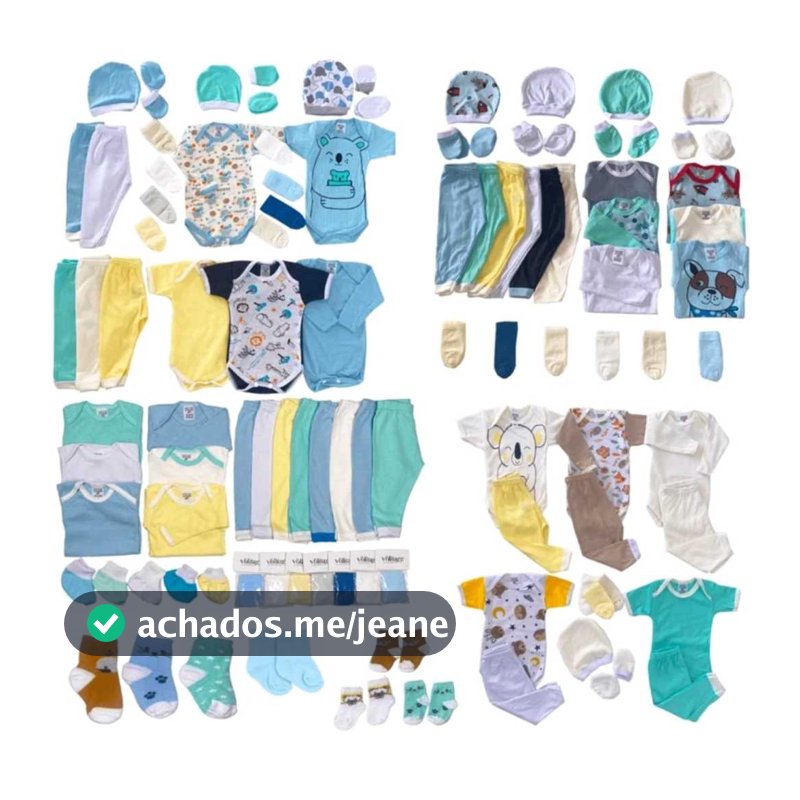 Kit enxoval bebê 34 peças enxoval bebê algodão