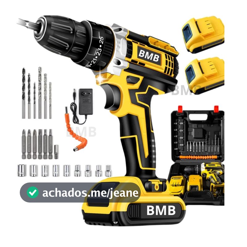 Parafusadeira Furadeira Recarregável com 2 Baterias Maleta Kit Completo Bivolt Uso Doméstico e Profissional