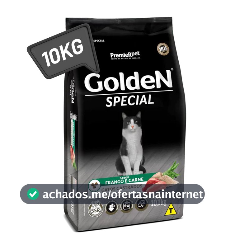 Ração Golden Gatos Castrados 10kg Frango e Carne