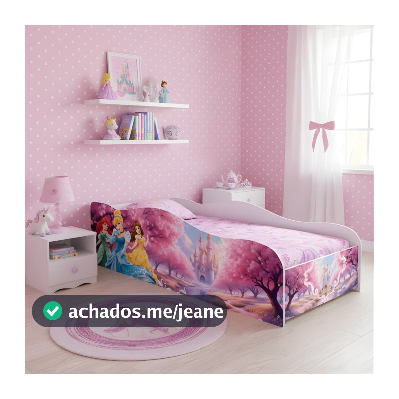 Cama Infantil Carro Princesas Meninas Quarto Decorativo Adesivada 100% MDF Com e Sem Colchão