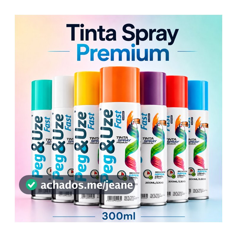 Tinta Spray Peg&Uze Premium 300ml Uso Geral ou Alta Temperatura Secagem Rápida Alta Cobertura Acabamento Profissional