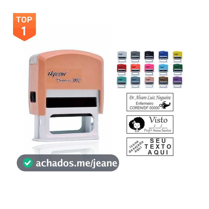 Carimbo Automático Personalizado - Modelo Nykon 302 - 14x38mm