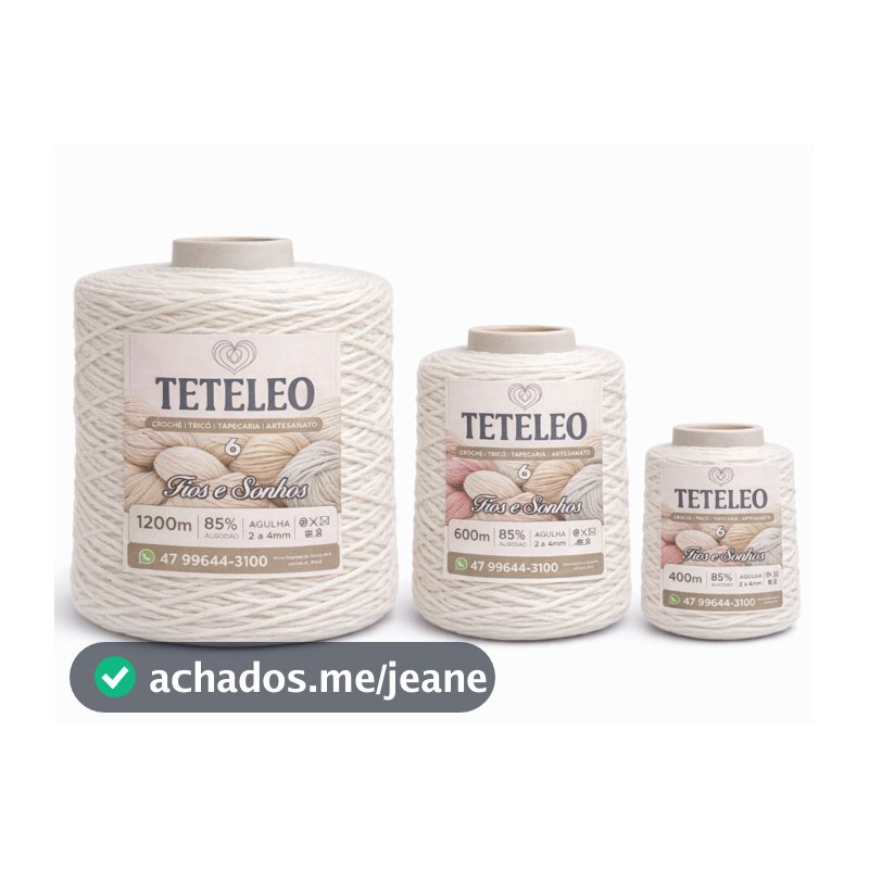 Barbante Antialérgico Sem Poeira Não Desbota TeTeLeo Fio Nº6 – Ideal para Crochê, Tricô e Artesanato Cru