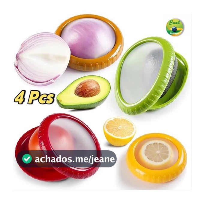 4Pcs Caixa de Silicone Armazenamento Frutas/Legumes: Reutilizável, Mantém Cebola/Abacate Frescos