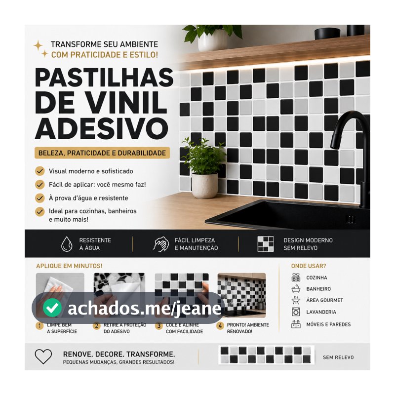 Faixa Decorativa Pastilha Mosaico Vinil Auto Adesivo Cozinha Banheiro Papel de Parede