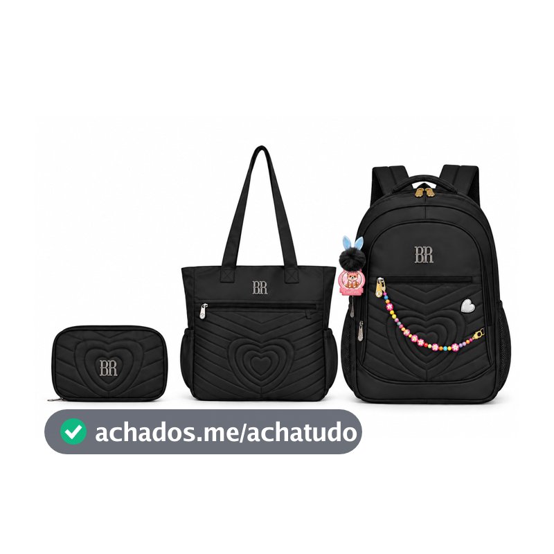 Conjunto Escolar Feminino Mochila Infantil Grande Capacidade para Livros e Material Escolar