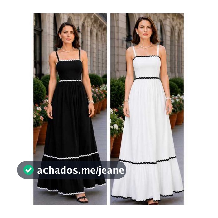 Vestido Longo Preto Feminino Tecido Viscolino | Alça Regulável | Costas com Lastex Elegante Verão