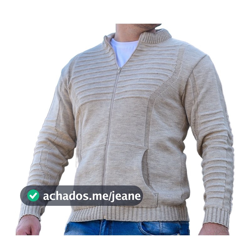 Blusa De Frio Lã Jaqueta Masculina Casaco Masculino Bolso E Ziper Tricô