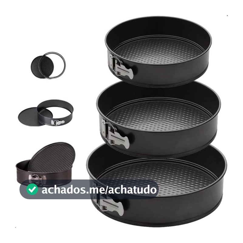 Kit 3 Formas com Fundo Removível Antiaderente com Fundo Removível para torta Bolo