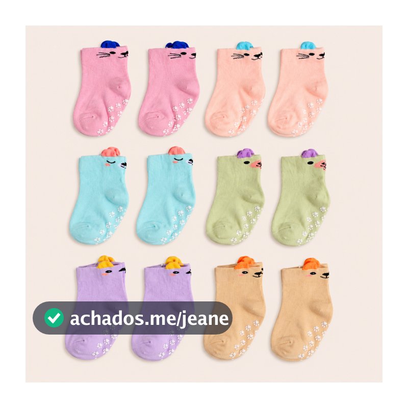 Kit 6/12/24 Pares Meias Antiderrapantes Bebê Menina 0–24 Meses Cores e Estampas Sortidas