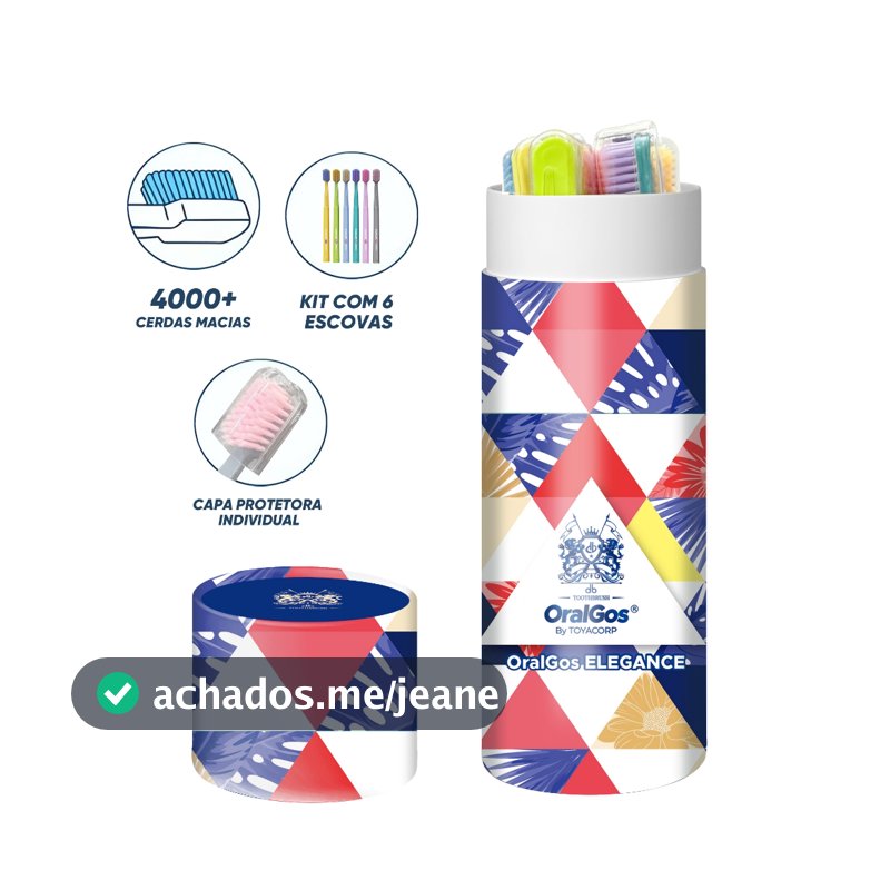 Conjunto de escova de dentes Super macia OralGos ELEGANCE 6 unidades | Tecnologia britânica com cerdas de nanofibra 4000