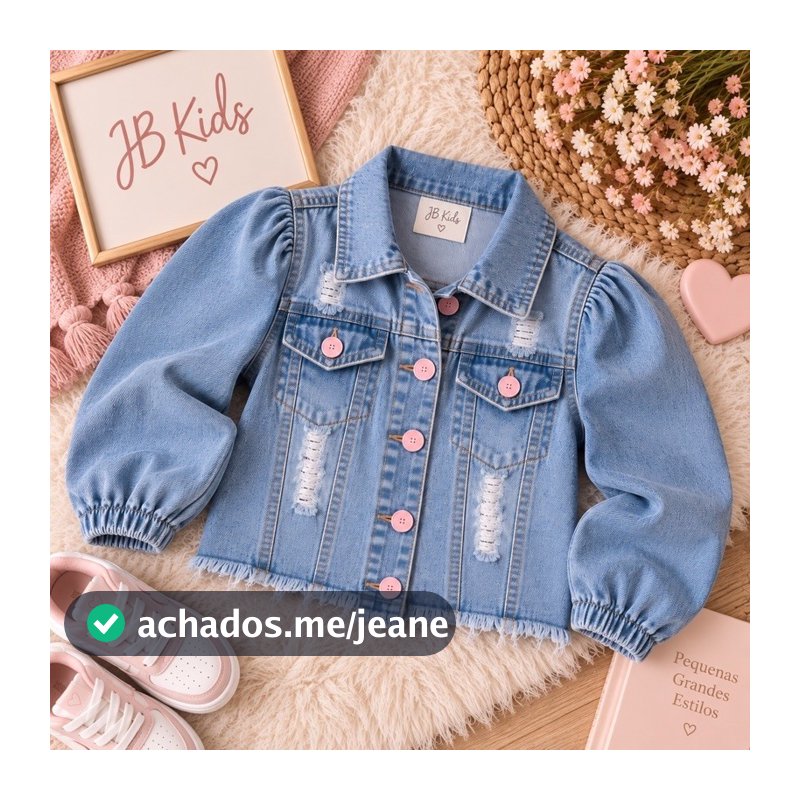 Jaqueta Jeans Menina Moda Inverno Casaco Jeans Infantil Manga Princesa 2 ao 10