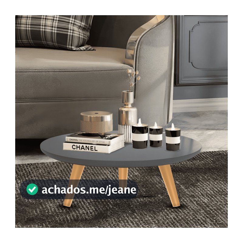 Mesinha De Centro Sala Redonda Modernic 45cm Com Pés Palito PVC Tripé Retro Decorativa