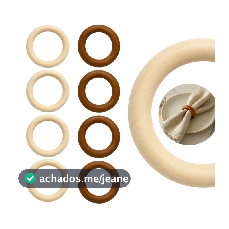 4 Unidades Argola Porta Guardanapo Madeira Luxo Anel 5cm Mesa Posta Festa