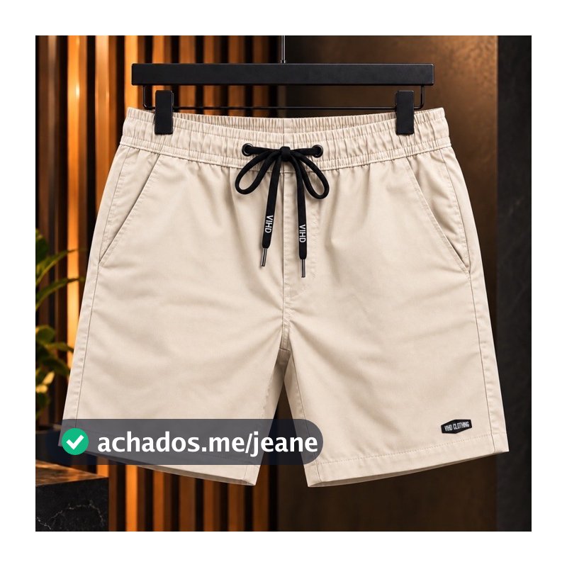 Bermuda Sarja Masculina Premium Algodão Social Casual Confortável com Bolso Embutido Costura Reforçada