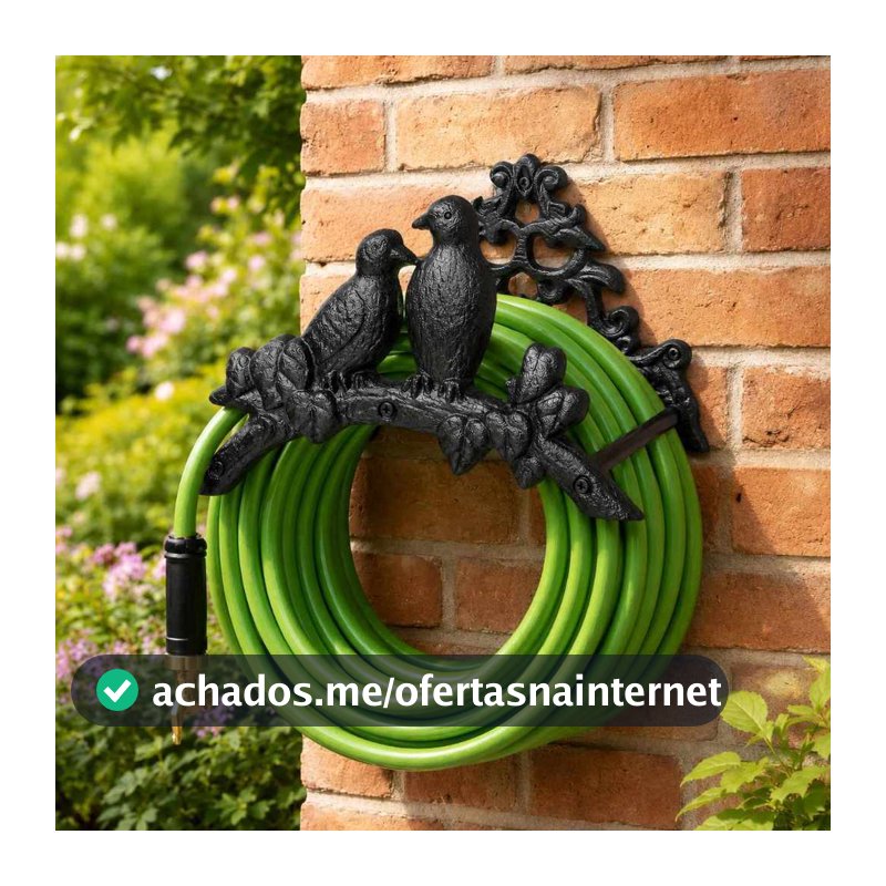 Suporte Mangueira Jardim Em Alumínio Clássico Decorativo Com Pássaros - Parafusos Inclusos
