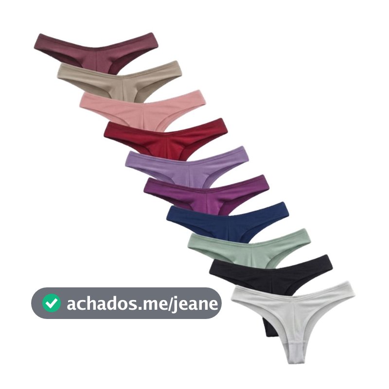Kit Com 5 ou 10 Calcinhas Fio Duplo Conforto Levanta Bumbum  Forro em Algodão