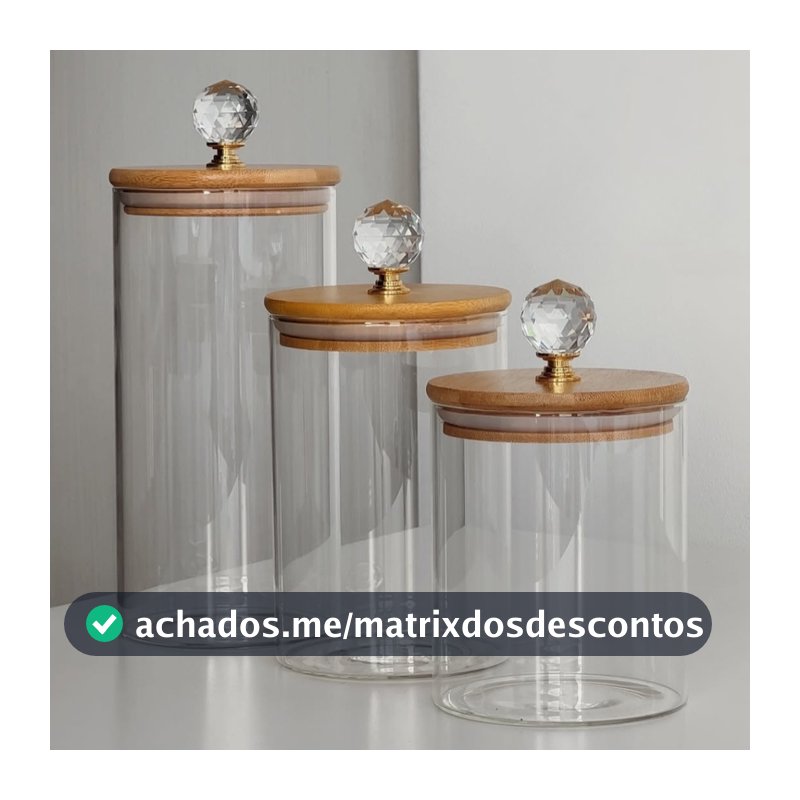 Jogo de Potes de Vidro Redondo cristal organizador armazenamentos de cozinha cantinho do café Tampa de Bambu