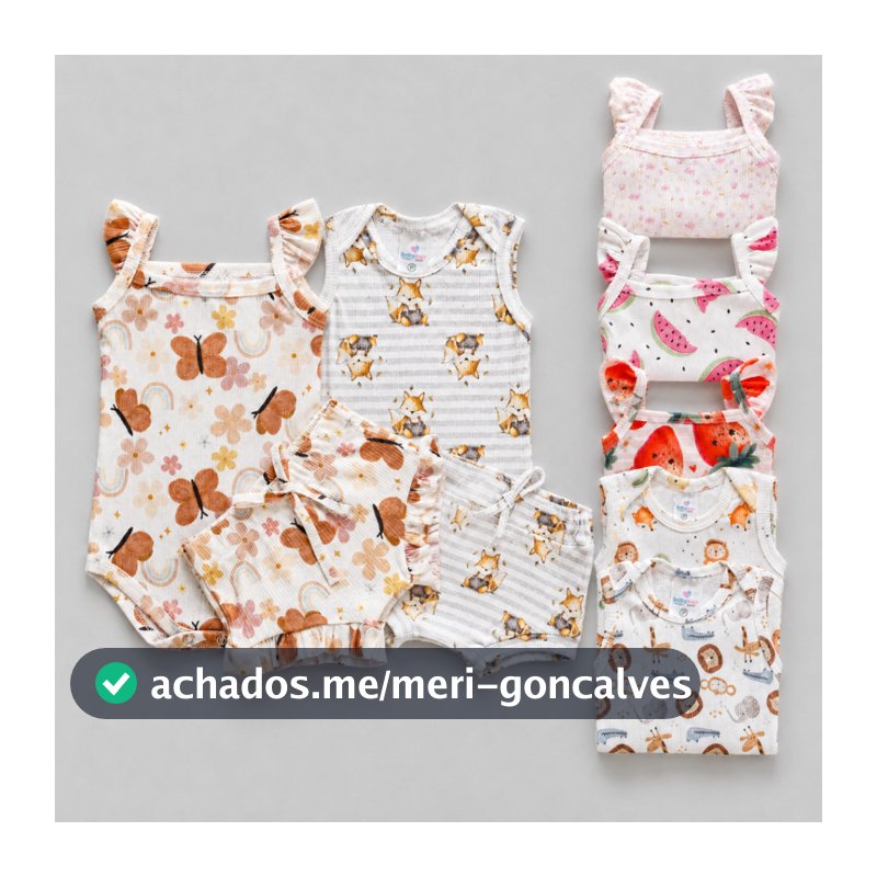Kit 6 Peças Body Regata Tapa Fralda Canelado Menino e Menina Verão 3 Body 3 Tapa Fralda Verão