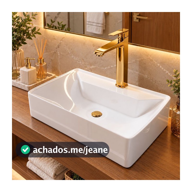 PROMOÇÃO Cuba de Sobrepor para Banheiro e Lavabo 50x35cm Mármore Sintético Retangular Venuz Movelove