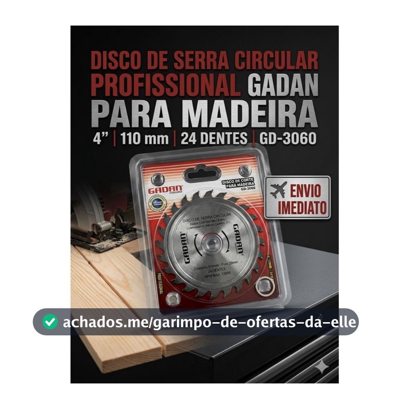 Disco de Serra Circular 4"  para Madeira – 110mm Furo 20mm 24 dentes – Profissional