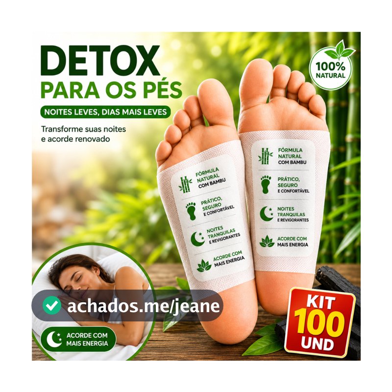 Kit 100 Detox para Pés Adesivo Relaxante Elimina Toxinas e Inchaço Desintoxicam-te Noturno