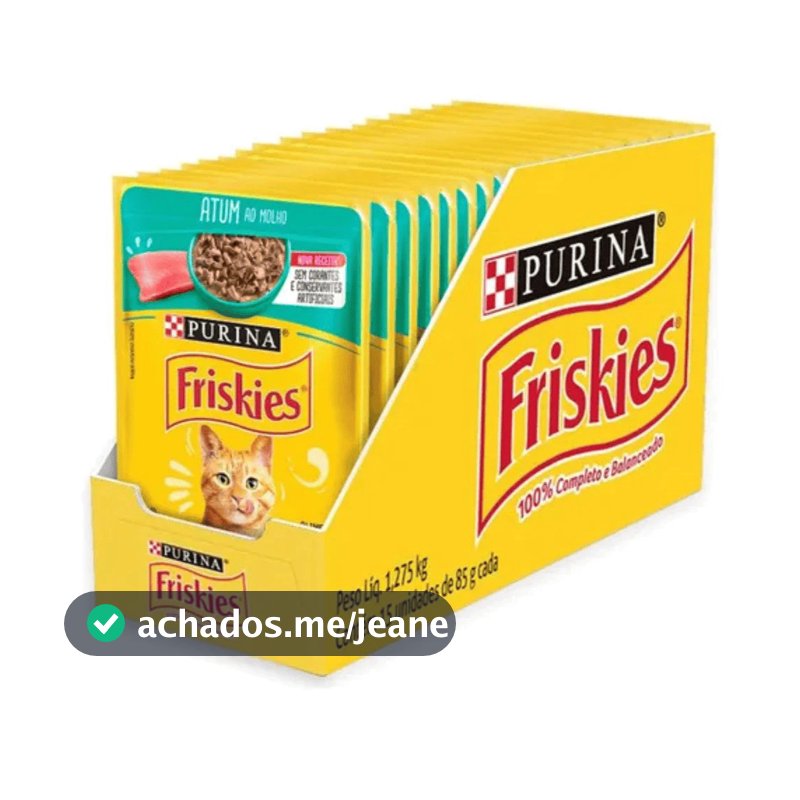 Sachê Friskies® Atum ao Molho 85g | Purina - Caixa Fechada com 15 Unidades - Ração Úmida para Gatos