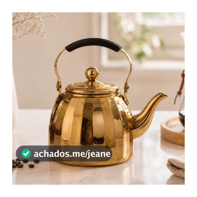 Bule Dourado Inox Indução e Gás Chaleira Elegante para Chá Café com Infusor 1L 1,5L 600ml