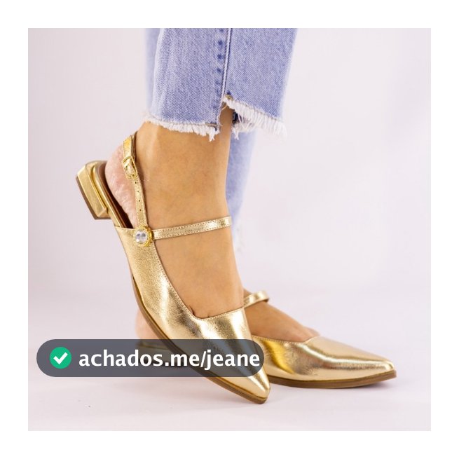 Sapatilha Feminina Slingback em Couro Legítimo - Dourada ou Prata– Elegância e Conforto no Seu Dia a Dia