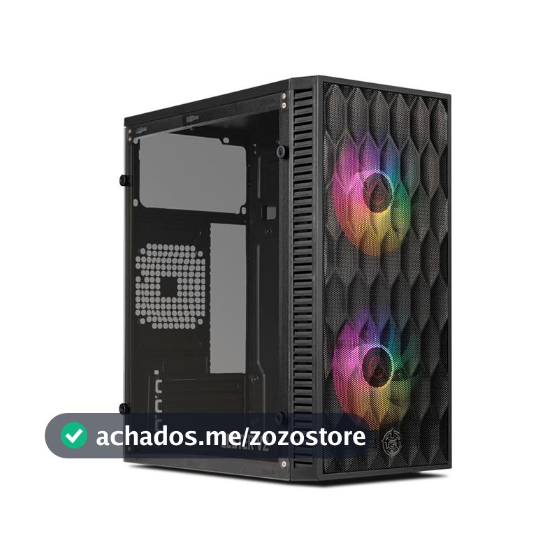 Gabinete Gamer TGT Jester V2 Rainbow Mini-Tower Lateral de Acrilico c/2 Fans, Preto TGT-JSRV2-BKGF02
