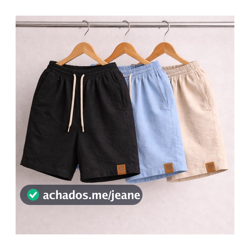 3 Shorts Masculinos em Linho Premium – Modelo Casual Leve para o Dia a Dia
