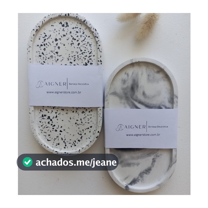 Bandeja Decorativa Oval Em Concreto