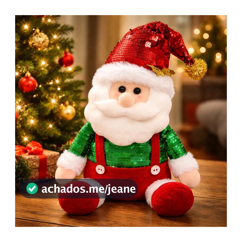 Enfeiete Boneco Papai Noel Sentado Vermelho Verde 48cm