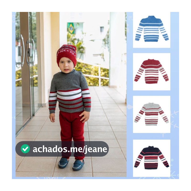 Blusa Cacharrel Lã Infantil Menino Manga Longa Diversas Estampas De 1 a 8 Anos