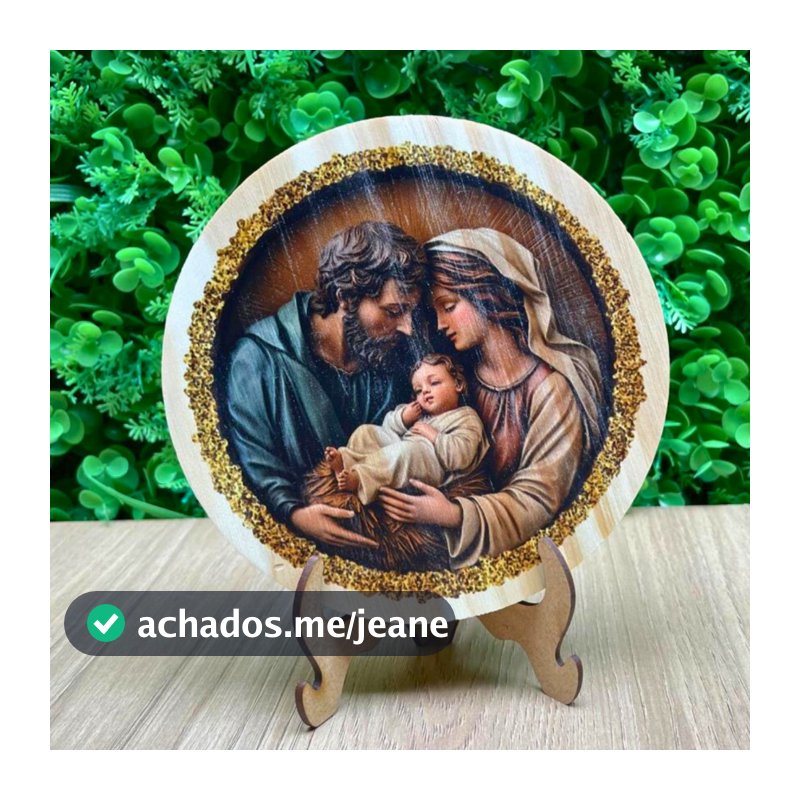 Guirlanda Natal em Madeira Pinus 15cm com Suporte para Decoração