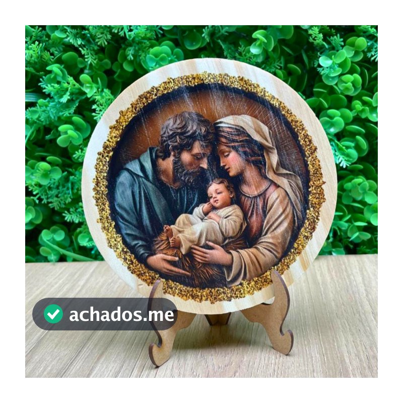 Guirlanda Natal em Madeira Pinus 15cm com Suporte para Decoração