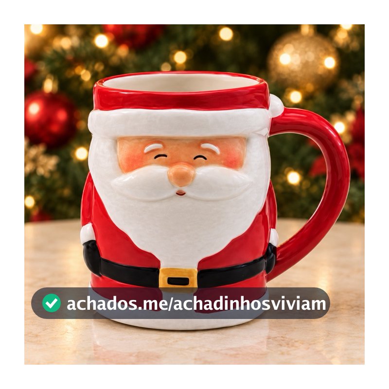 Caneca Natalina Xícara Papai Noel 3d Porcelana 330ml Natal