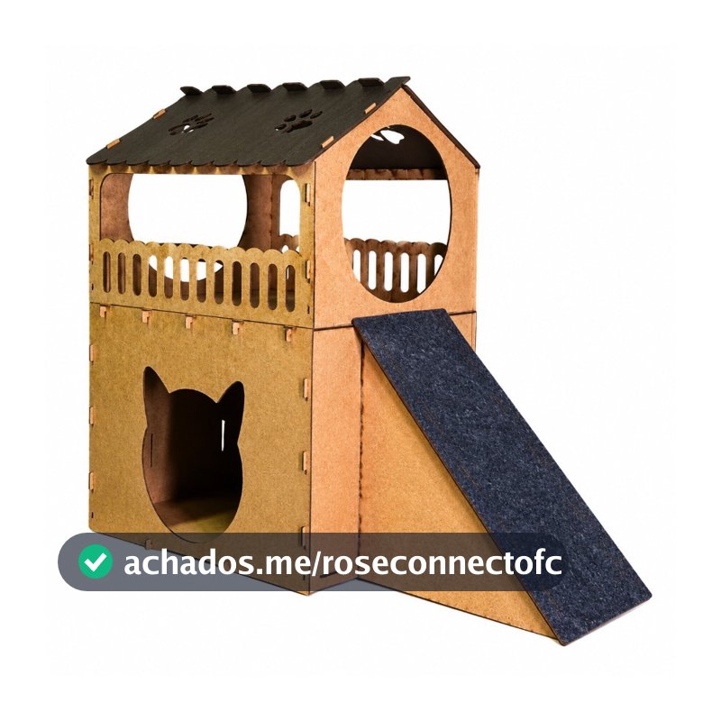 Casinha para Gatos 2 Andares MDF com Carpete – Toca + Arranhador + Rampa | Playground 67cm